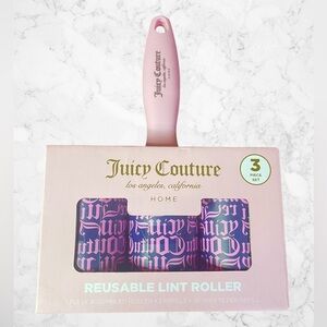 Juicy Couture Home 3-pc Reusable Lint Roller Set Three Rolls Black Pink NEW NIB